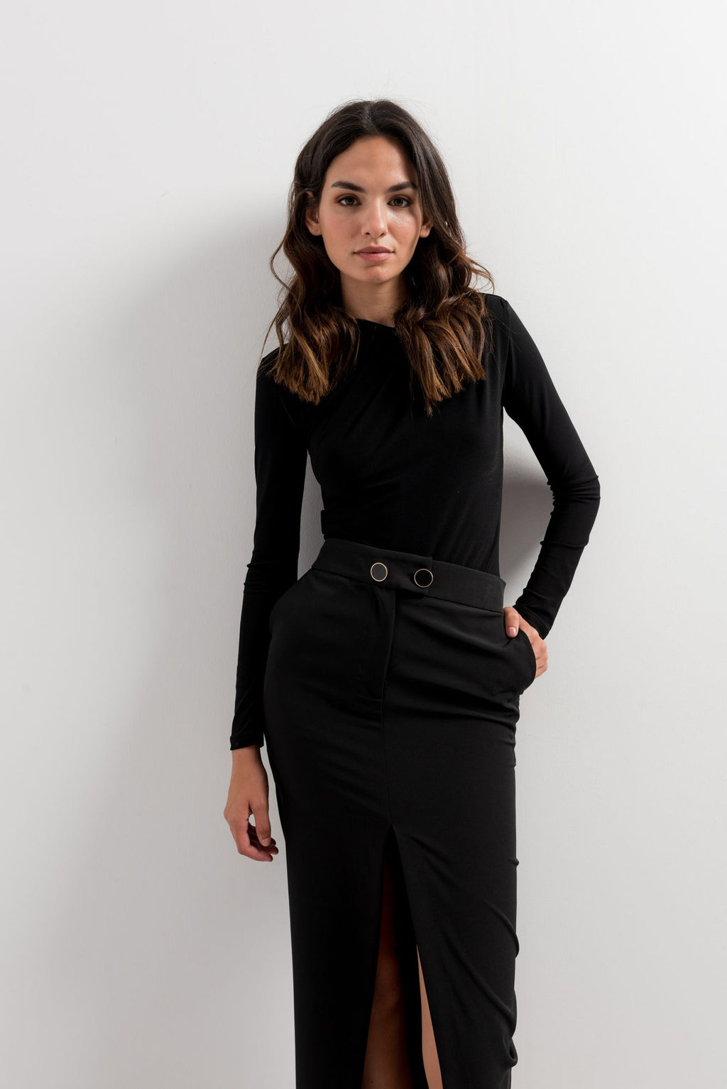 FALDA MIDI BOTONES