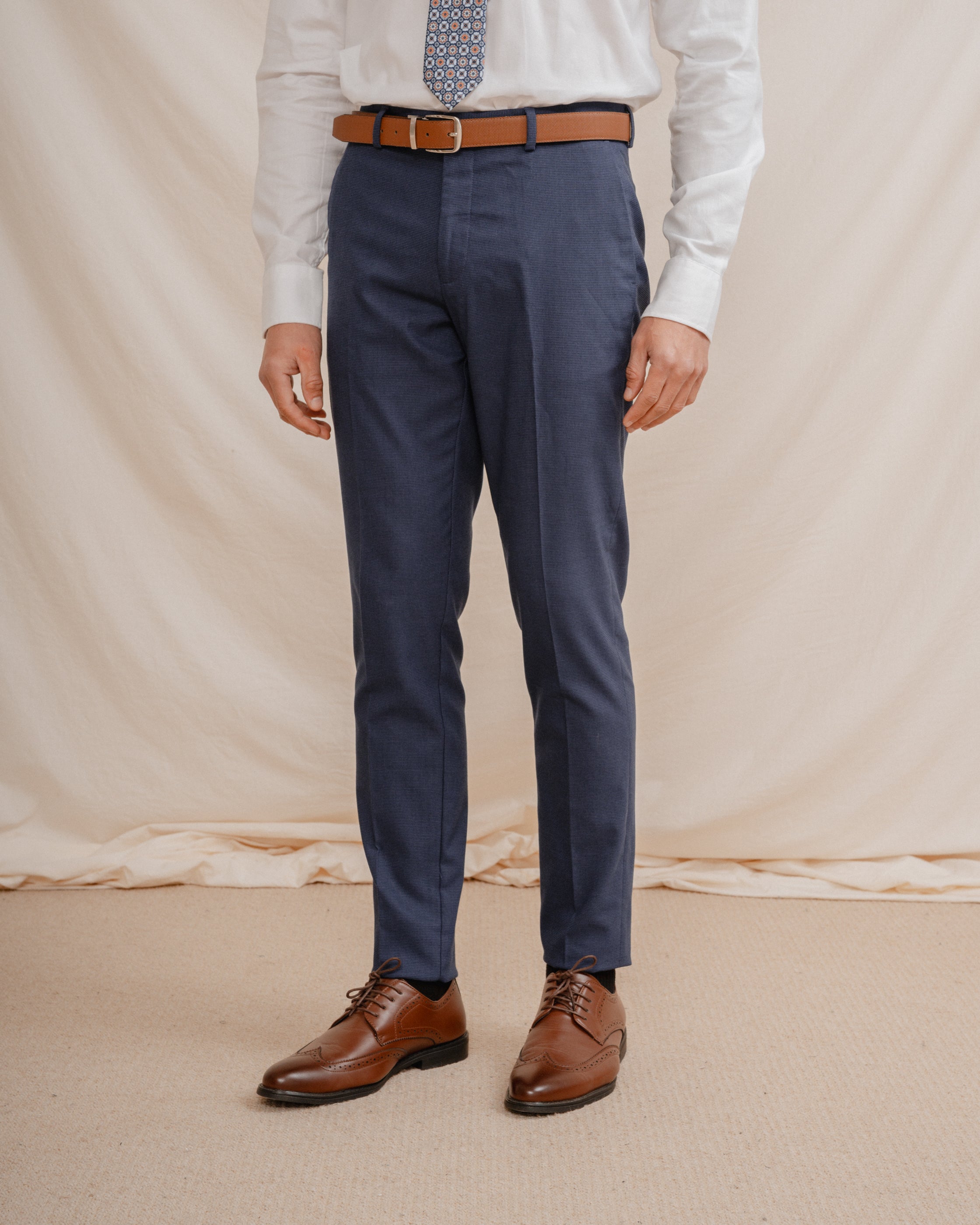 PANTALÓN TRAJE ESTRUCTURA AZUL