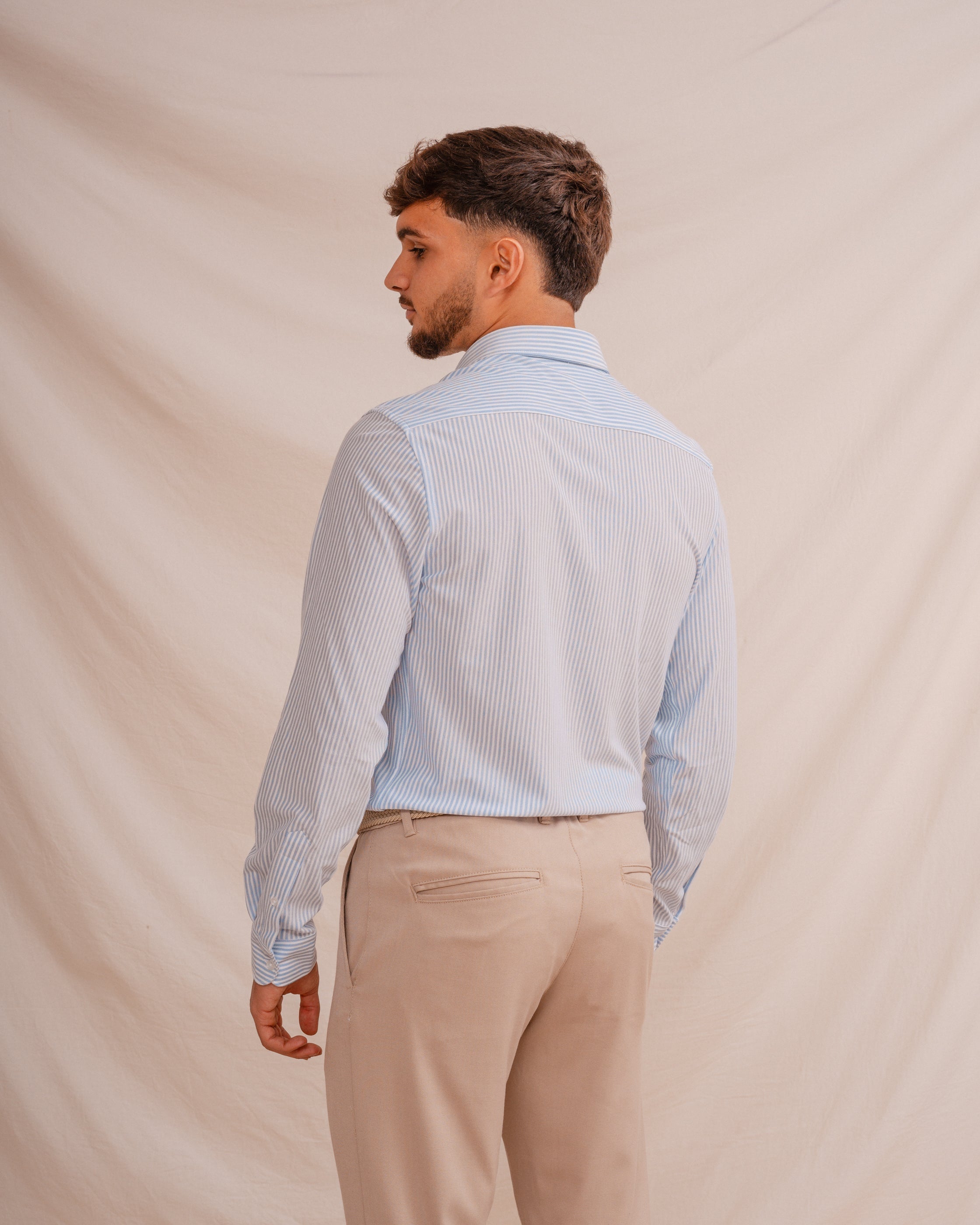 CAMISA RAYA CELESTE