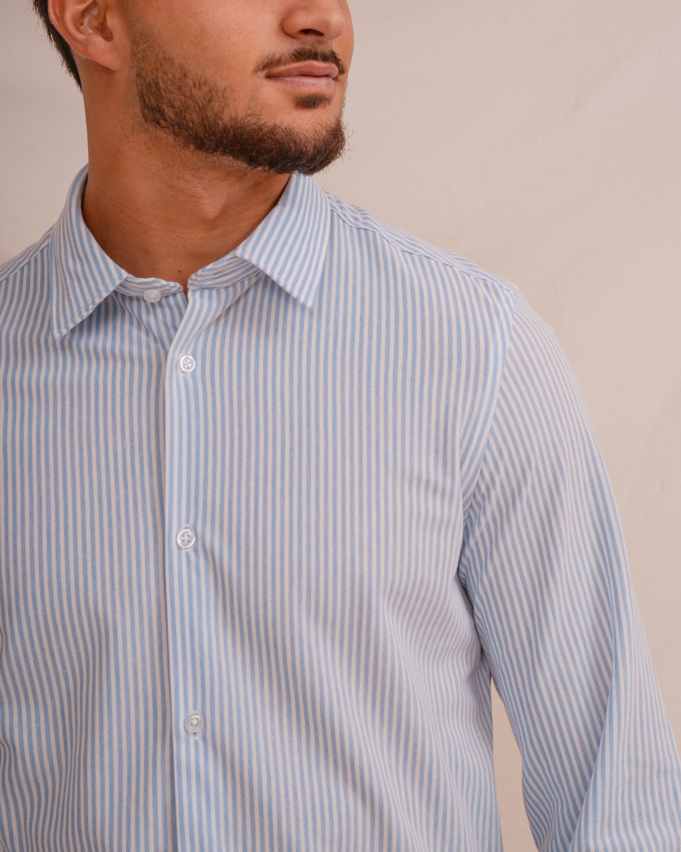 CAMISA RAYA CELESTE