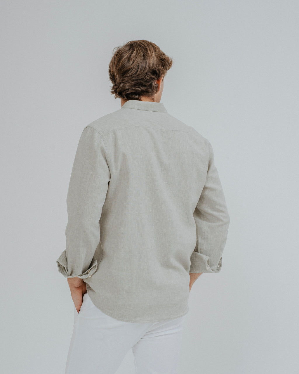 CAMISA LINO VERDE CUELLO MAO