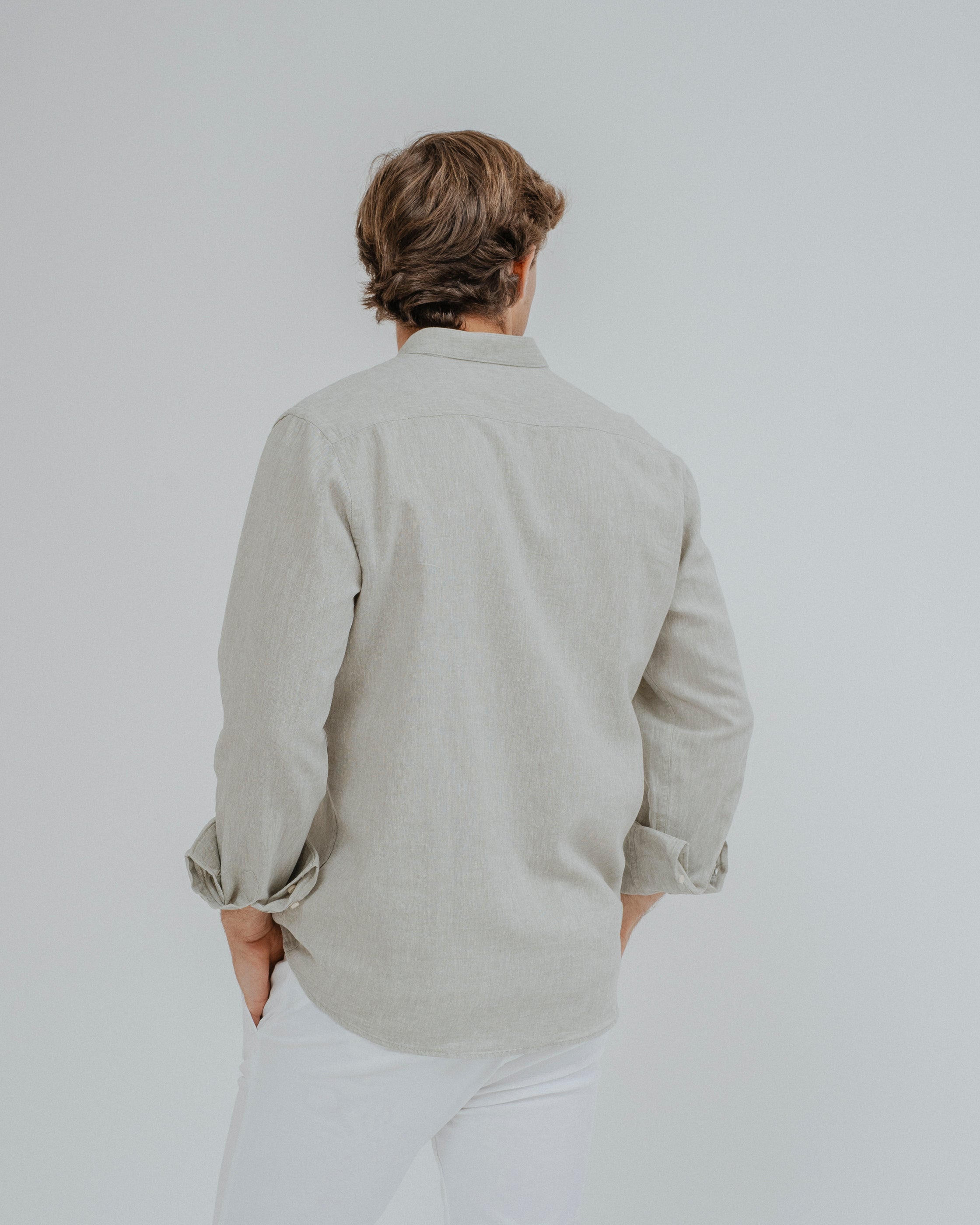 CAMISA LINO VERDE CUELLO MAO