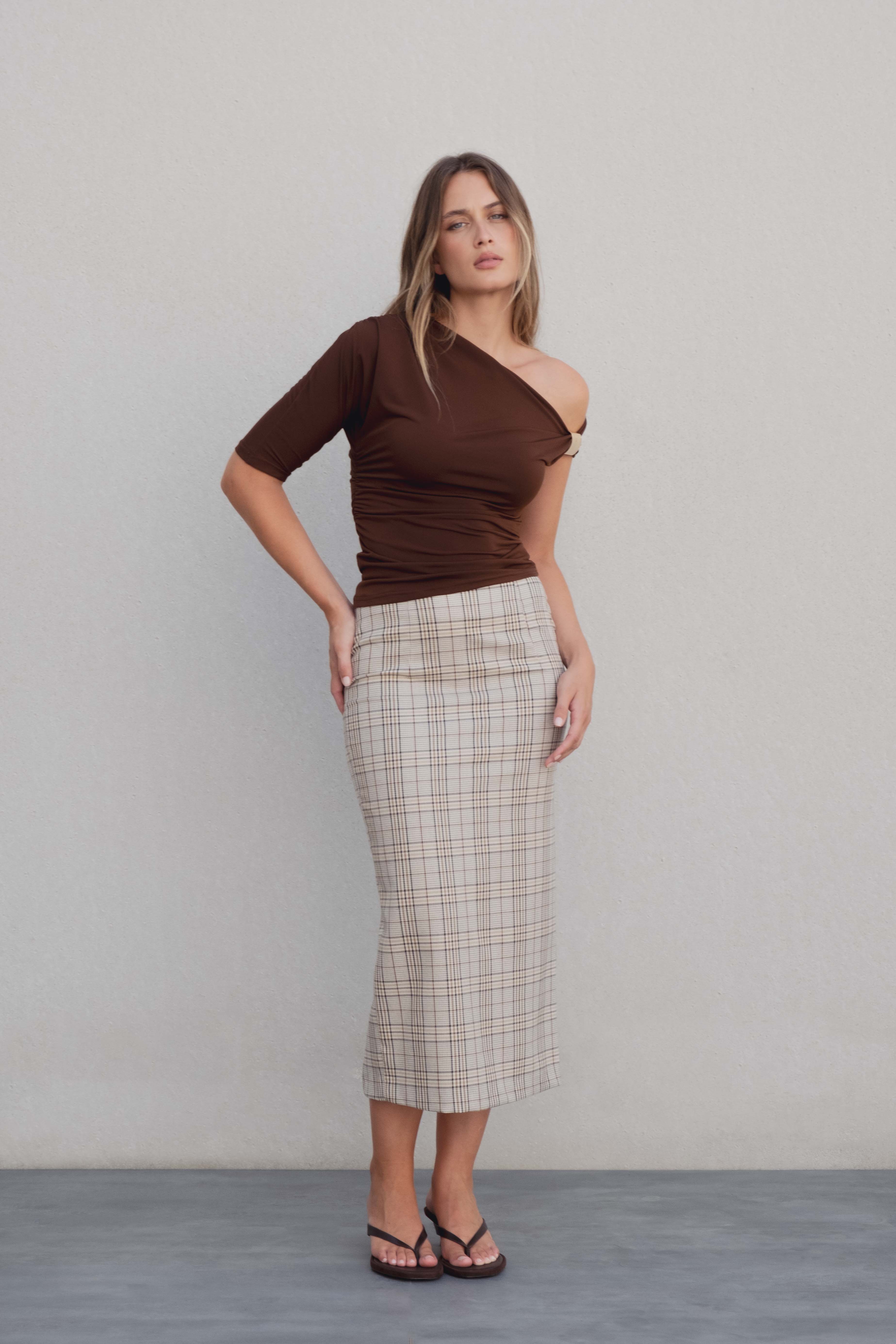 FALDA MIDI CUADROS
