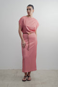 VESTIDO MIDI SATINADO CINTURÓN