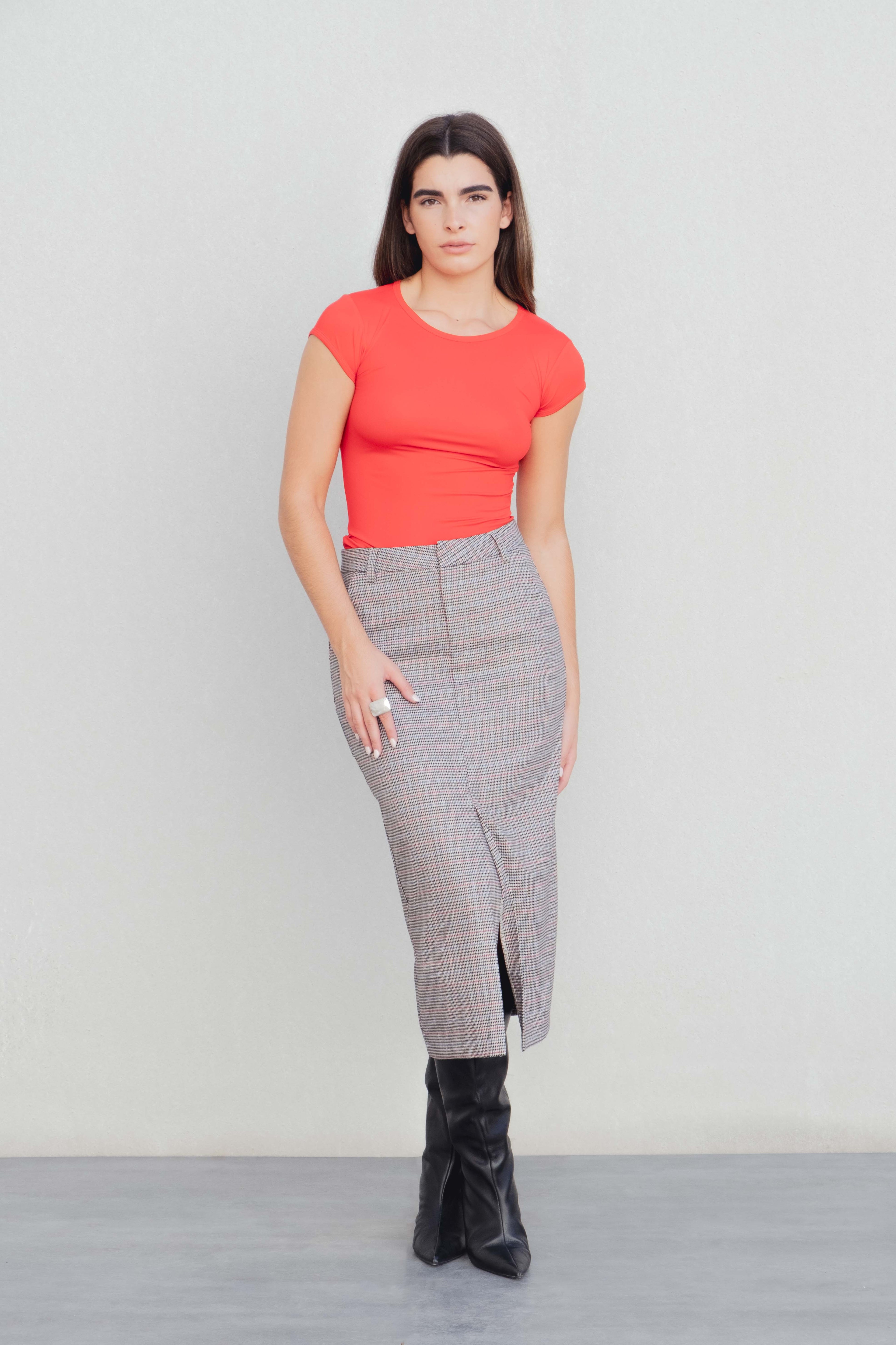 FALDA MIDI PATA DE GALLO